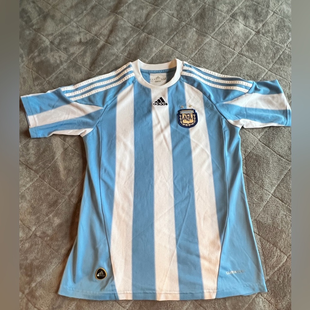 adidas Argentina Light Blue & White Striped Soccer Jersey - Unisex - Picture 1 of 7